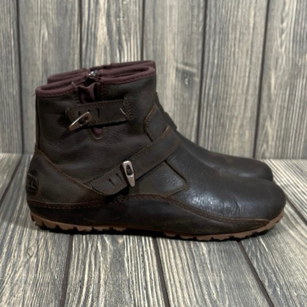 Merrell GripDry Zip Hiking Boots Women Brown Leather Waterproof Gorpcore Sz‎ 7.5